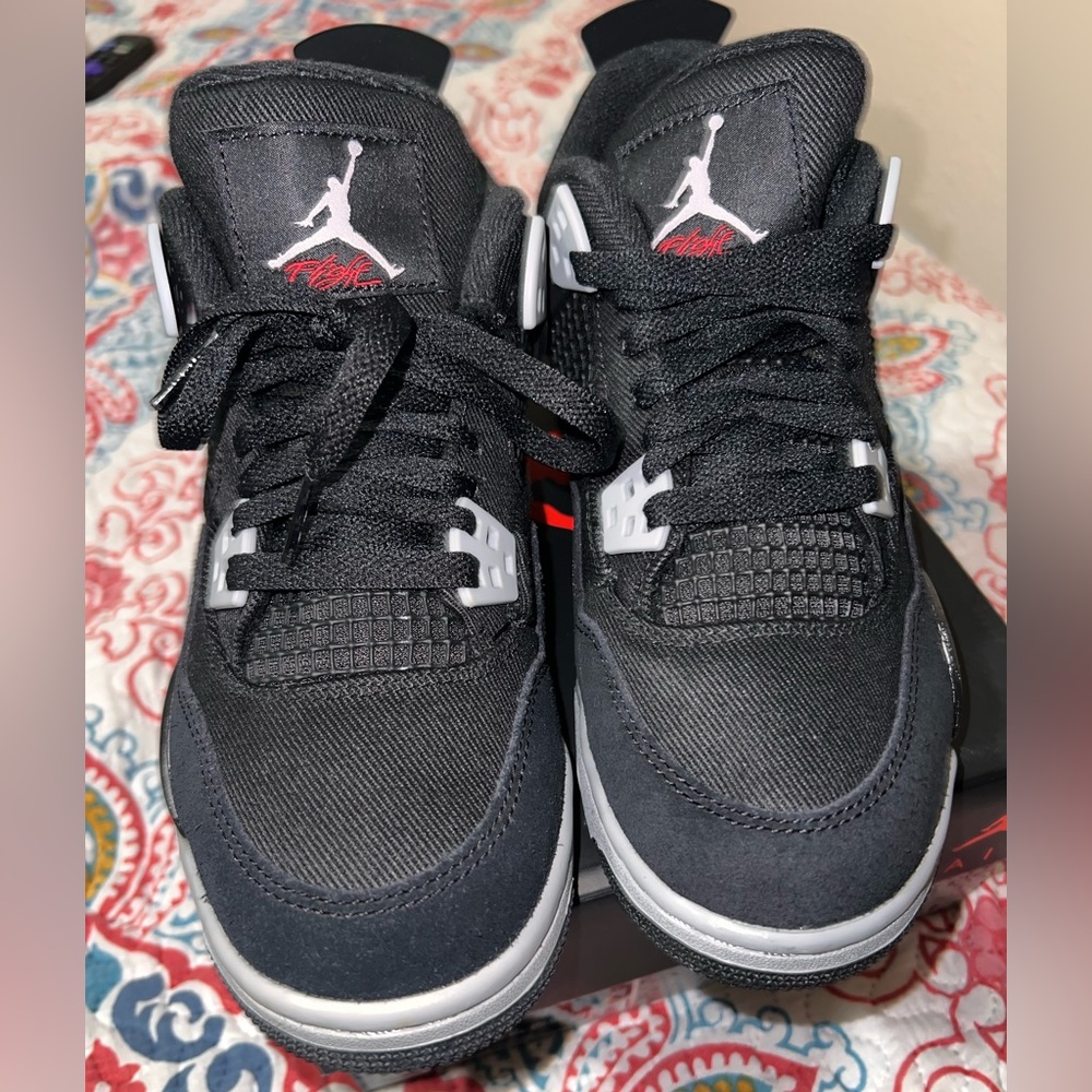 AIR JORDAN 4 RETRO BLACK STEEL GREY CANVAS